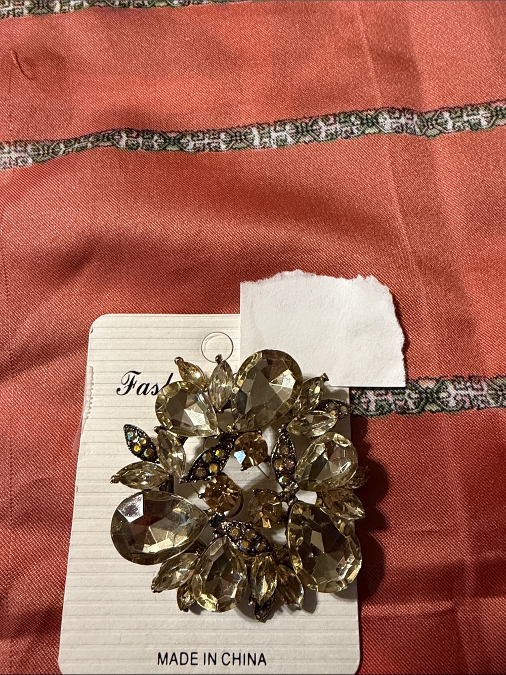 Crystal Floral Brooch - Champagne Gold -92